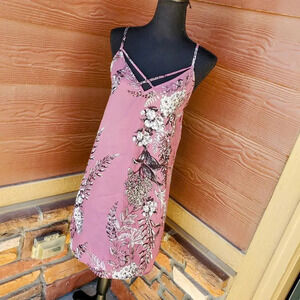 IJOAH Purple Floral Criss Cross Mini Dress Women's Size Medium NWOT